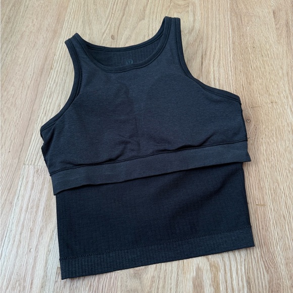 LIKE NEW Lululemon Ebb To Street Racerback Crop Tank Black Size 4 - Picture 7 of 11